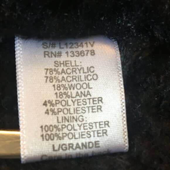 Love Tree Shearling Vest Large Black Faux Fur Vegan Leather Trim Open Front - Picture 8 of 9